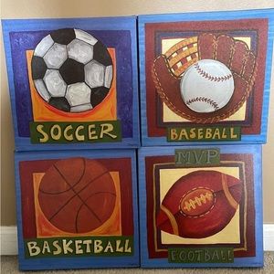 Hand painted sports decor for kids bedroom